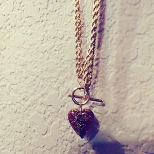 14kt 17inch Gold Necklace w/ Hand Blown Amber ❤